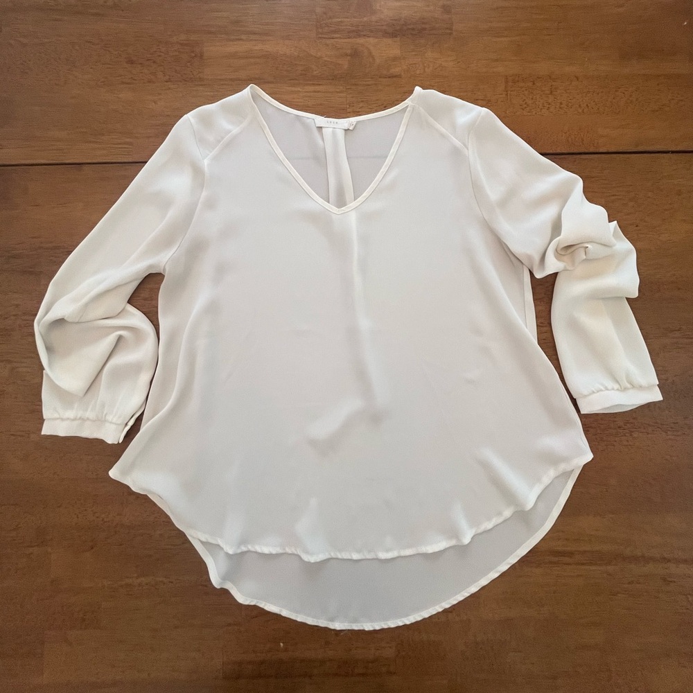 Lush Cream V-Neck Blouse
